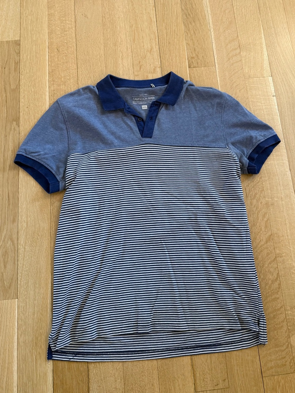 Men's Blue Striped Polo Shirt